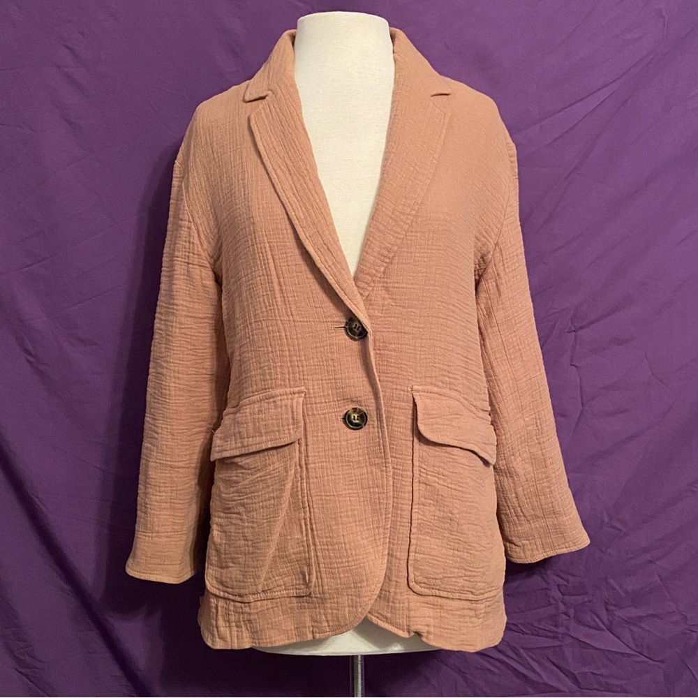 Madewell Taupe Textured Cotton/Linen Blazer. Size M.